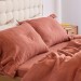 Cinnamon ruffled linen duvet cover