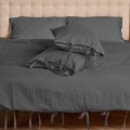 Charcoal gray duvet cover set with tie closures