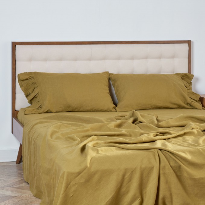 Cinnamon linen sheets with 2 pillowcases