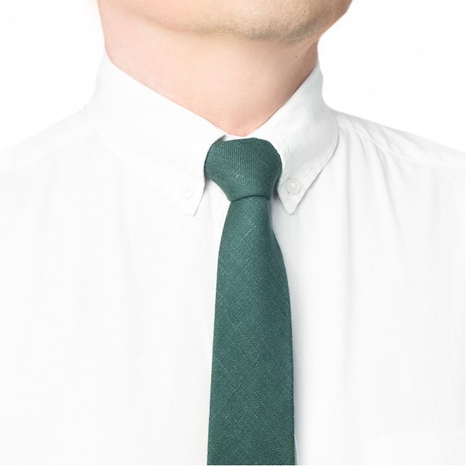 Linen forest green ties and pocket squares