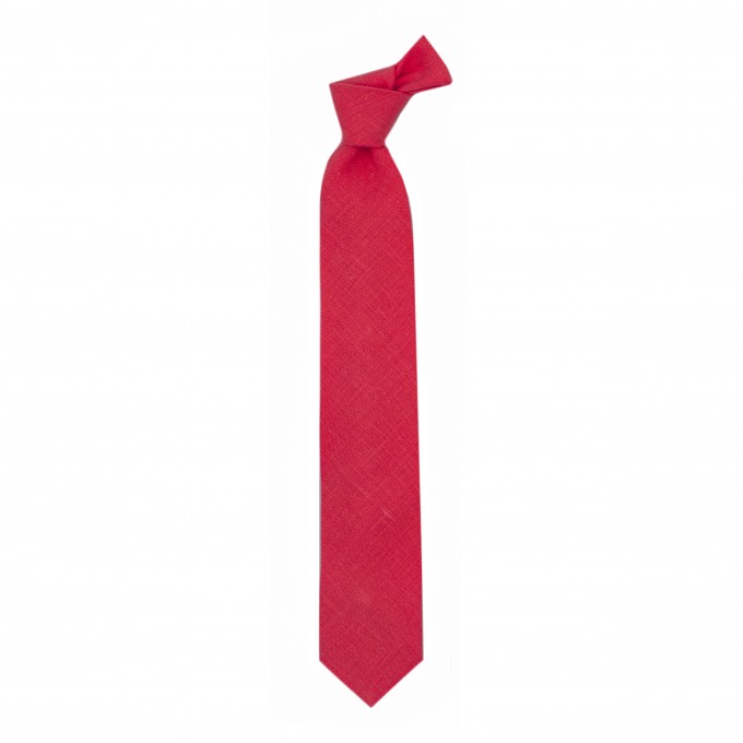 Linen red (valentina) tie and pocket square