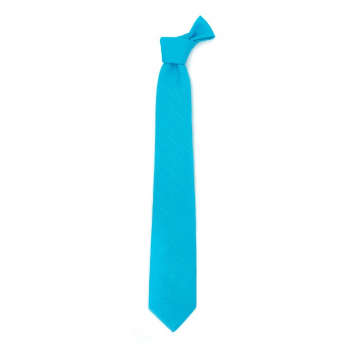 Linen turquoise (malibu) tie and pocket square
