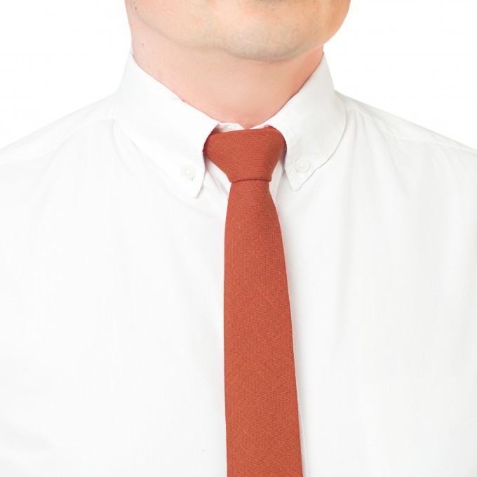 Linen burnt orange (sienna) necktie