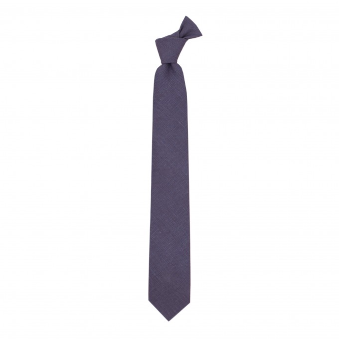 Linen plum necktie and pocket square