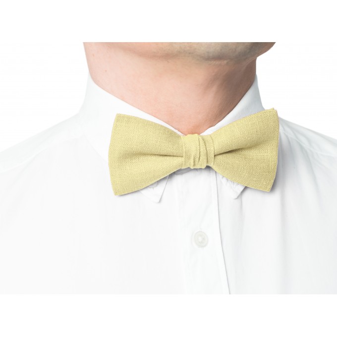 Linen light yellow (canary) bow tie