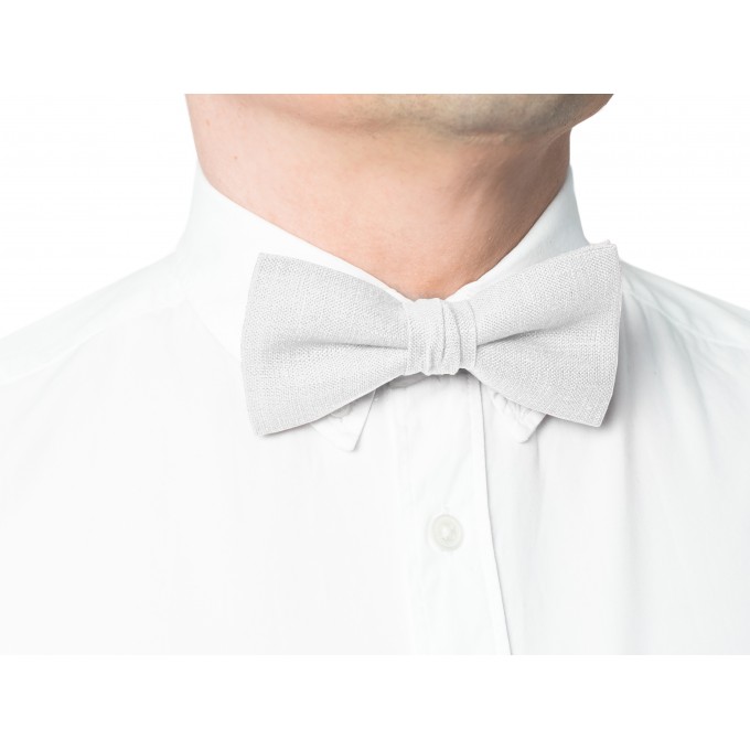 Linen white bow tie