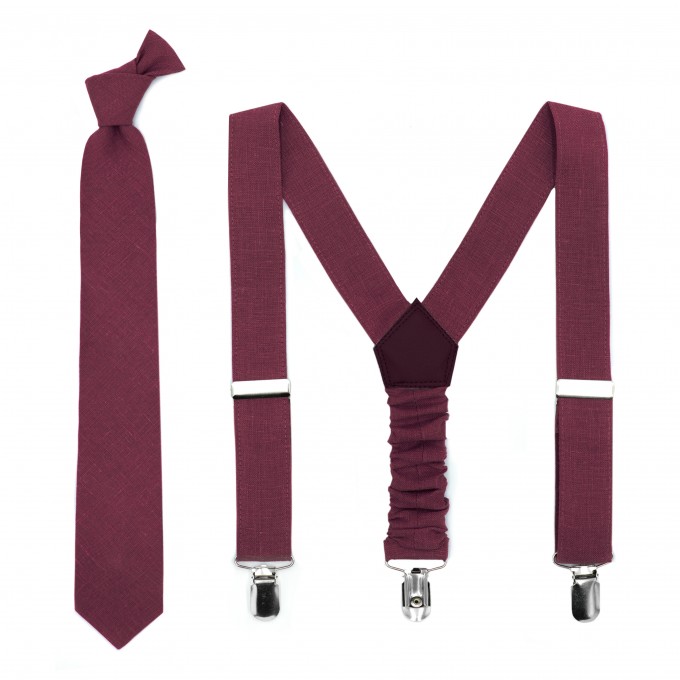 Linen burgundy (wine/cabernet) suspenders