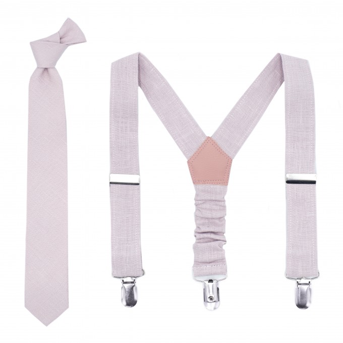 Linen blush pink (cameo) neck tie