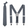 Charcoal gray (pewter/steel gray) necktie and suspenders