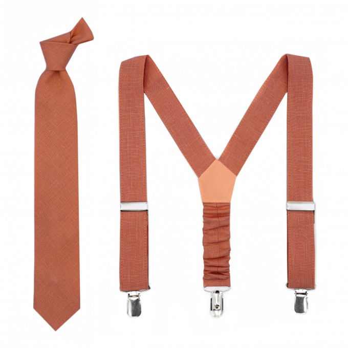 Linen cinnamon suspenders