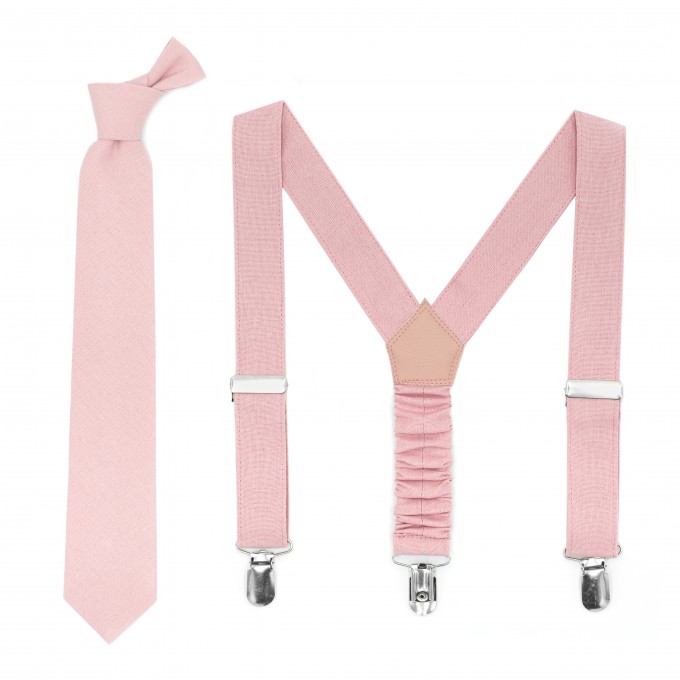 Linen dusty rose suspenders