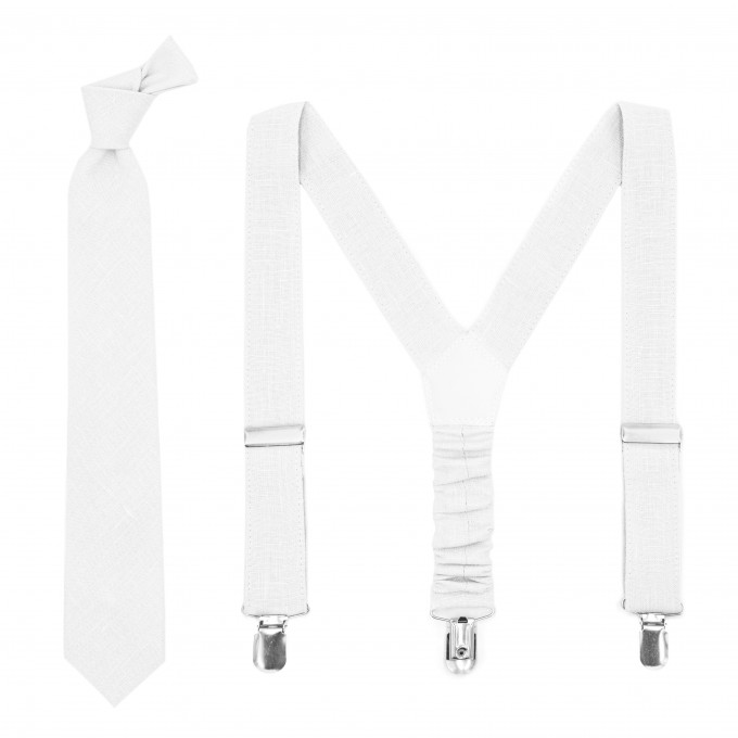 Linen white necktie