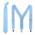 Linen light blue (ice blue) tie and suspenders
