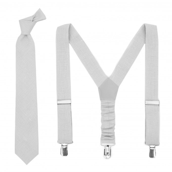 Light gray (silver) ties and suspenders