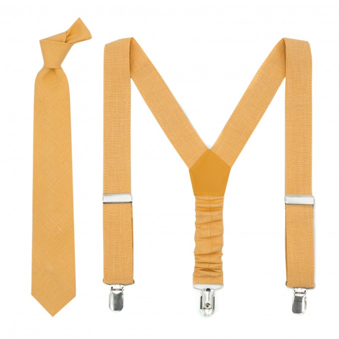 Mustard (marigold) necktie and suspenders