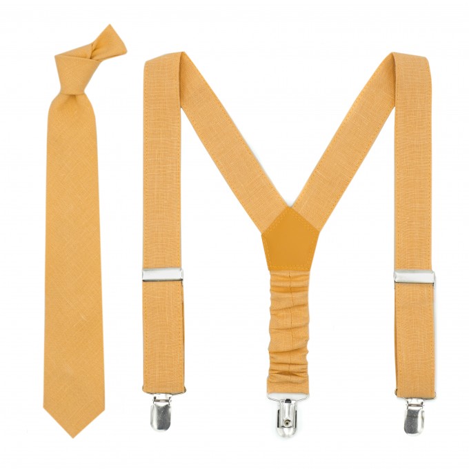 Linen mustard suspenders