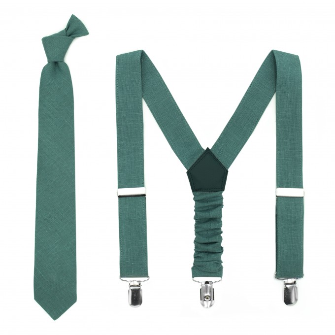 Linen forest green (hunter) suspenders