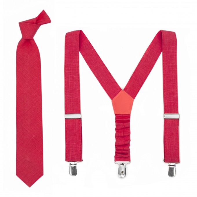 Linen red (valentina) suspenders