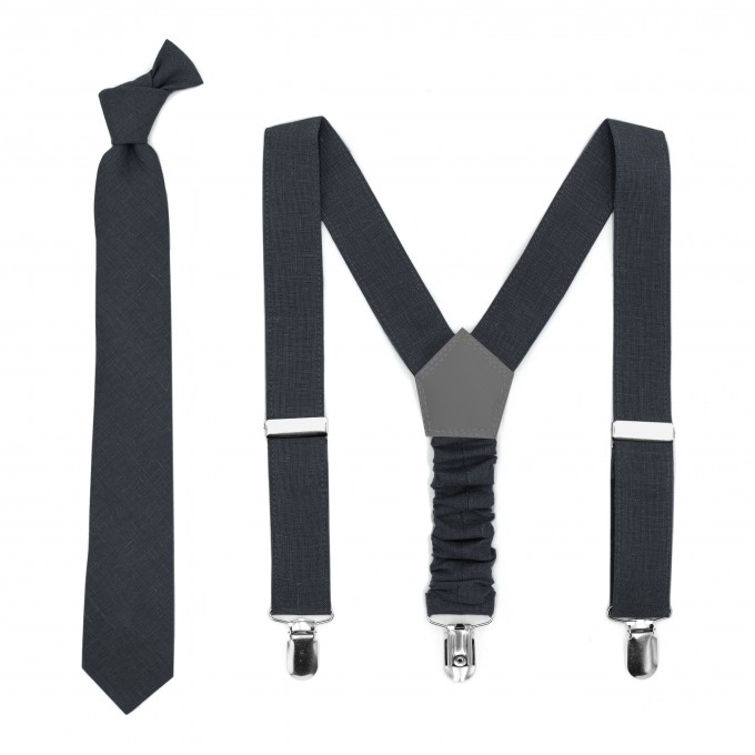 Linen black suspenders