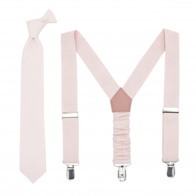Petal pink necktie and suspenders