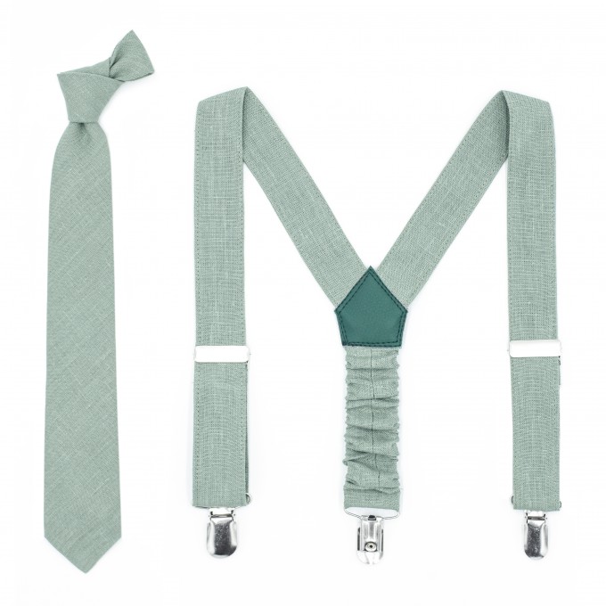 Linen dusty sage suspenders