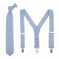 Dusty blue ties and suspenders