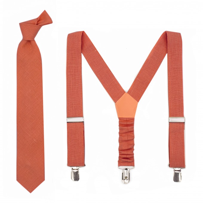 Linen burnt orange (sienna) necktie