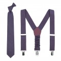 Plum tie and suspenders