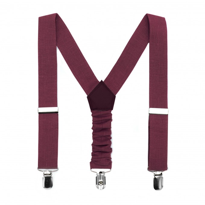 Linen burgundy (wine/cabernet) suspenders