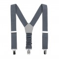 Linen charcoal gray (pewter / steel gray) suspenders