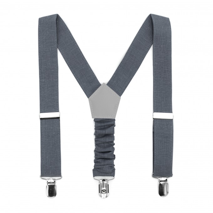 Linen charcoal gray (pewter / steel gray) suspenders20