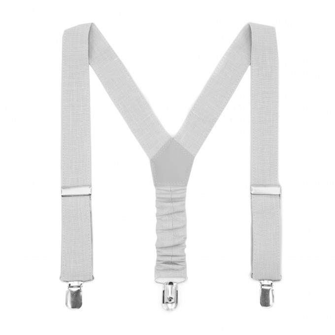 Linen light gray suspenders