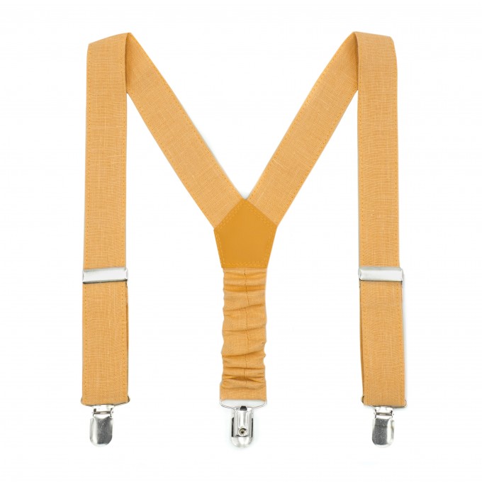Linen mustard suspenders