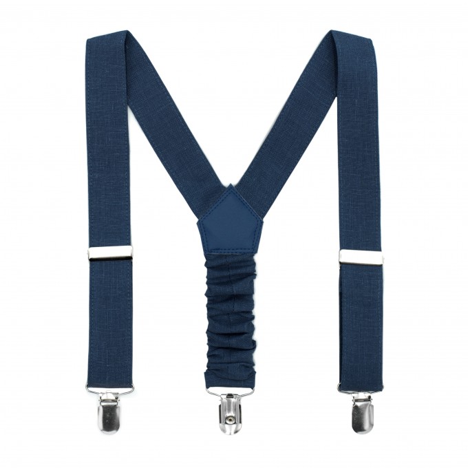 Linen navy blue suspenders