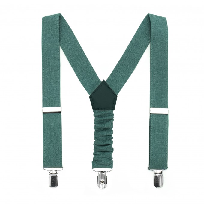 Linen forest green (hunter) suspenders29