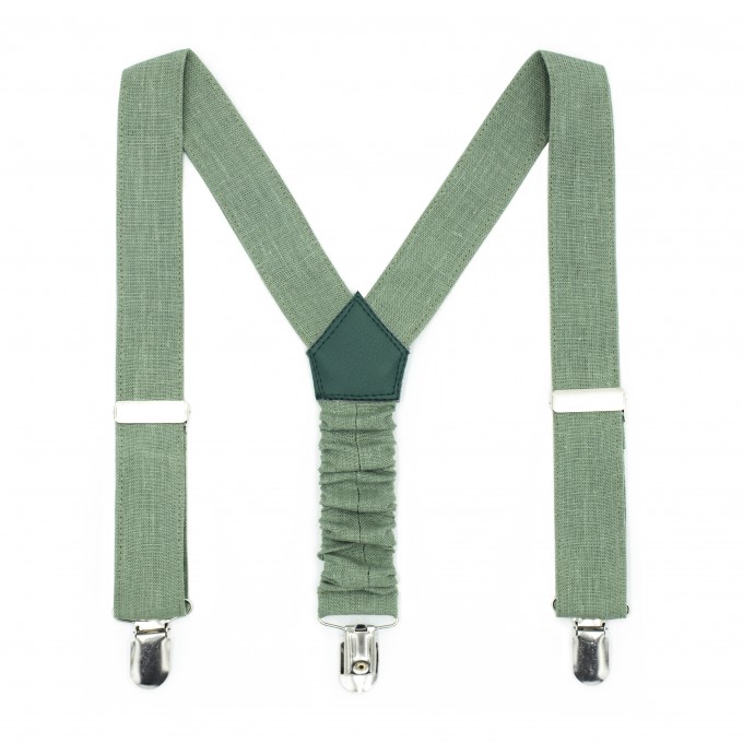 Linen sage green suspenders