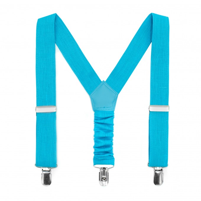 Linen turquoise (malibu) suspenders