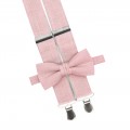 Linen dusty rose (ballet) bow tie and suspenders