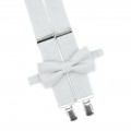 Linen light gray (silver) bow tie and suspenders