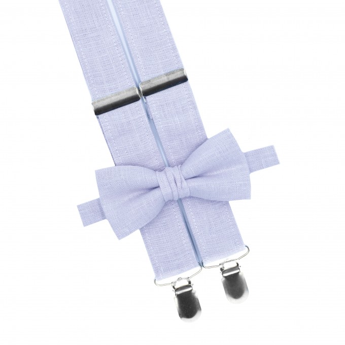 Linen light purple (iris) bow tie and suspenders