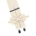 Linen beige (champagne) bow tie and suspenders