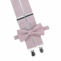 Linen lavender haze bow tie and suspenders