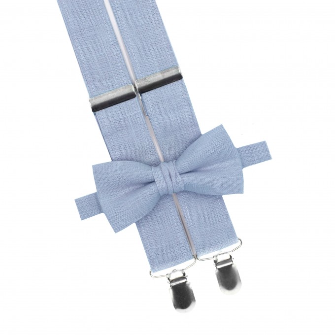 Linen dusty blue suspenders