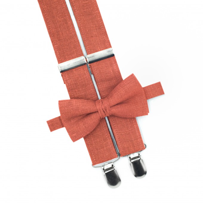 Burnt orange (sienna) bow tie and suspenders