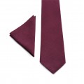Linen burgundy (wine) tie and pocket square