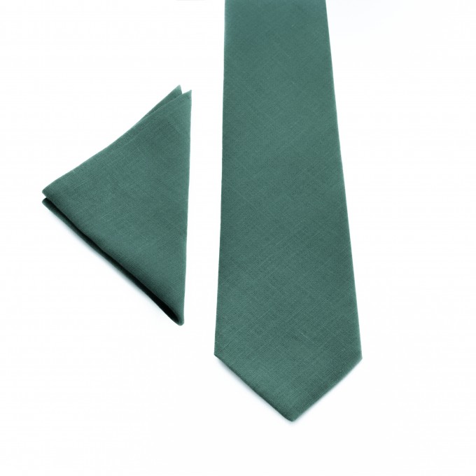 Linen forest green ties and pocket squares