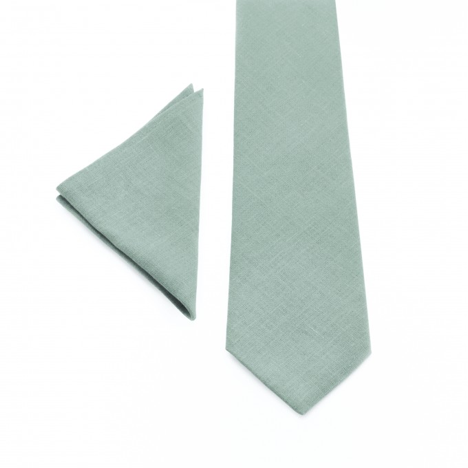 Dusty sage tie and pocket square