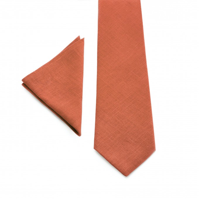 inen burnt orange pocket square