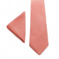 Linen coral (parfait) necktie and pocket square