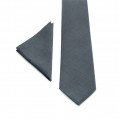 Linen charcoal gray (pewter) necktie and pocket square